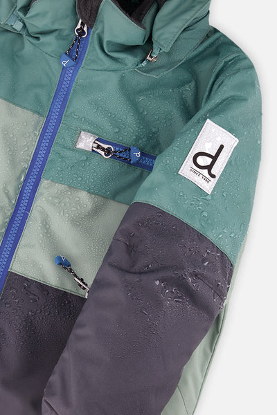 Two Piece Play Snowsuit Green And Navy Colorblock With Blue Camouflage Pants - J10PB48_04760
