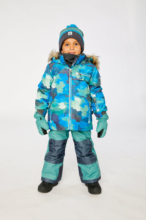 Two Piece Play Snowsuit Blue Camouflage Print With Green Pants - J10PB48_1J055
