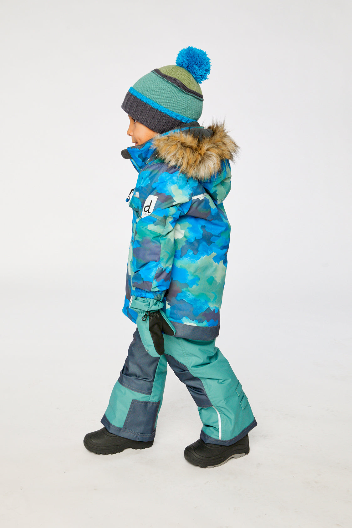 Two Piece Play Snowsuit Blue Camouflage Print With Green Pants - J10PB48_1J055