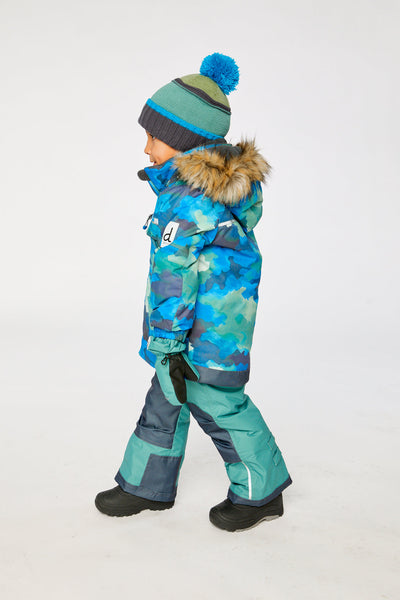Two Piece Play Snowsuit Blue Camouflage Print With Green Pants - J10PB48_1J055