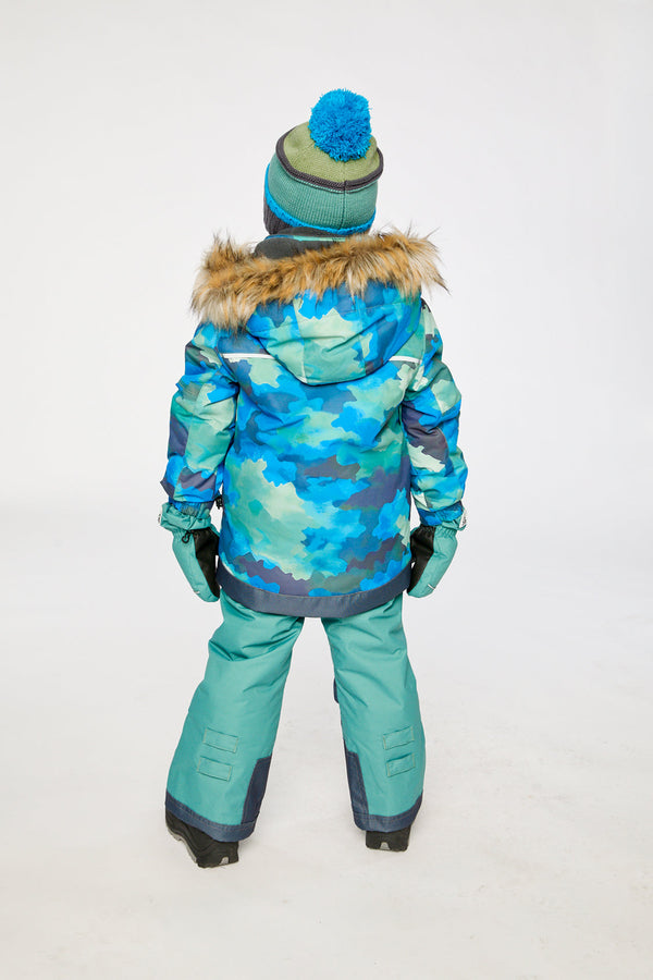 Two Piece Play Snowsuit Blue Camouflage Print With Green Pants - J10PB48_1J055