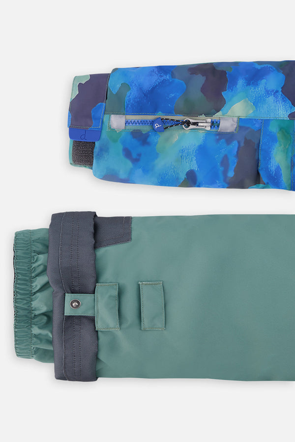 Two Piece Play Snowsuit Blue Camouflage Print With Green Pants - J10PB48_1J055