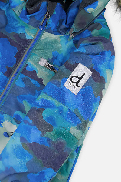 Two Piece Play Snowsuit Blue Camouflage Print With Green Pants - J10PB48_1J055