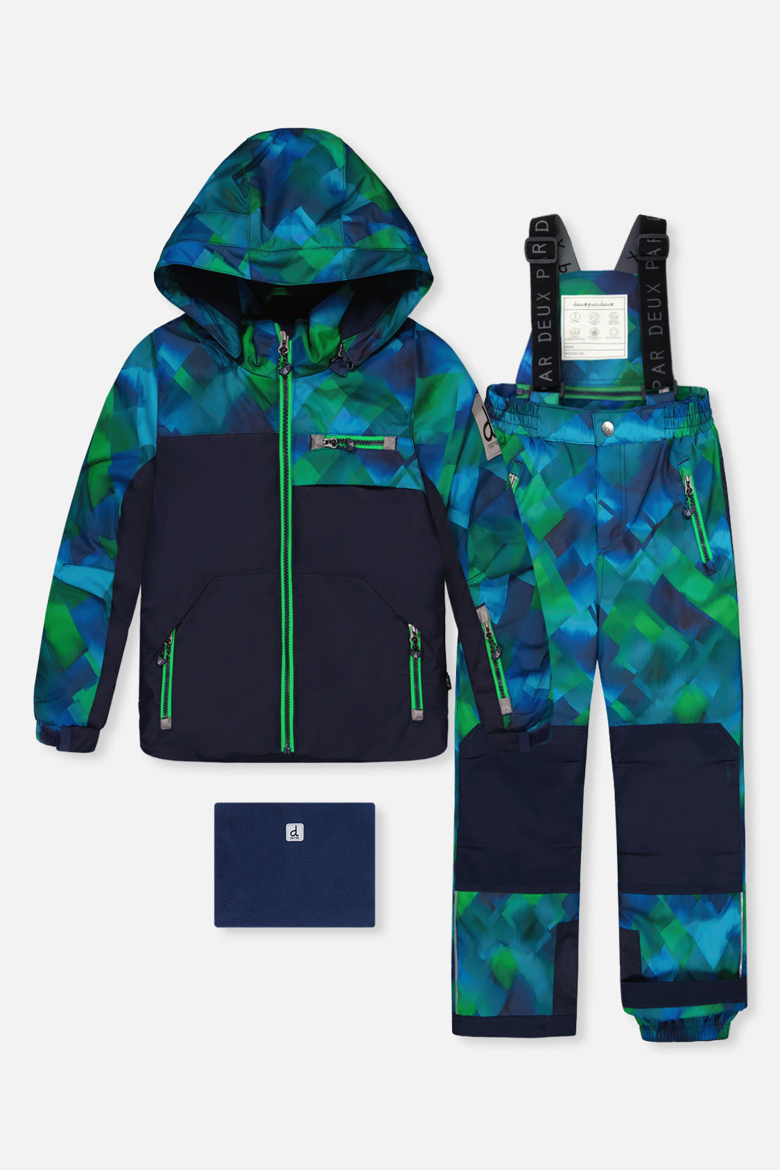 Two Piece Play Snowsuit Blue And Green Checkered Print - J10PB49_04790