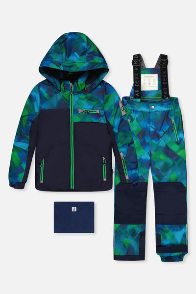 Two Piece Play Snowsuit Blue And Green Checkered Print - J10PB49_04790
