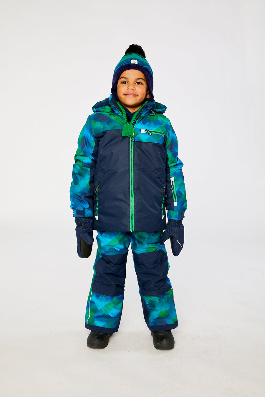 Two Piece Play Snowsuit Blue And Green Checkered Print - J10PB49_04790