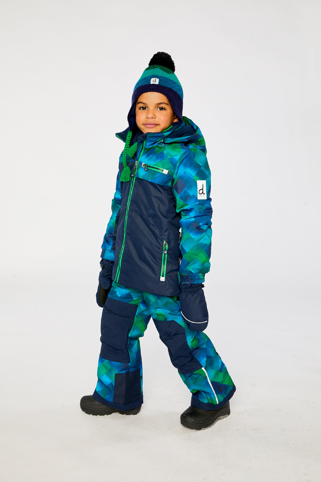 Two Piece Play Snowsuit Blue And Green Checkered Print - J10PB49_04790
