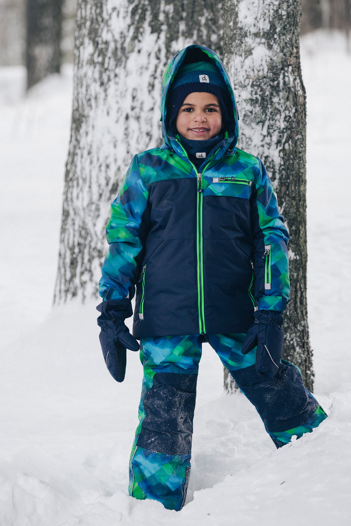 Two Piece Play Snowsuit Blue And Green Checkered Print - J10PB49_04790