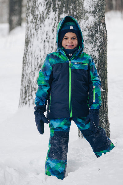 Two Piece Play Snowsuit Blue And Green Checkered Print - J10PB49_04790