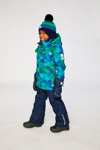 Two Piece Play Snowsuit Blue And Green Checkered Print With Navy Pants - J10PB49_1J053