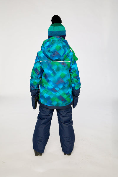 Two Piece Play Snowsuit Blue And Green Checkered Print With Navy Pants - J10PB49_1J053