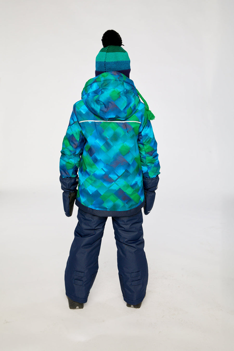 Two Piece Play Snowsuit Blue And Green Checkered Print With Navy Pants - J10PB49_1J053