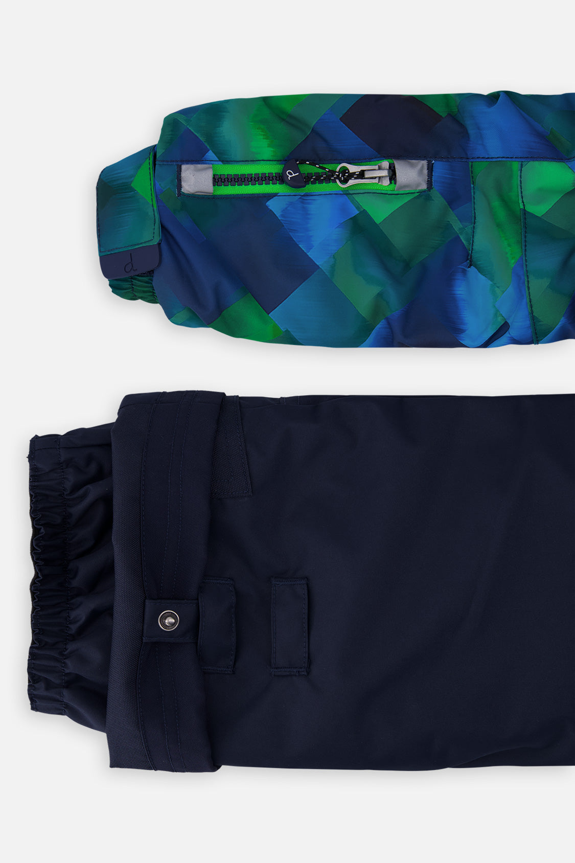 Two Piece Play Snowsuit Blue And Green Checkered Print With Navy Pants - J10PB49_1J053
