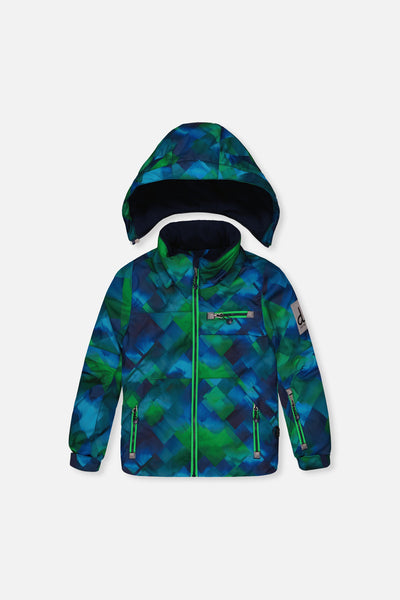 Two Piece Play Snowsuit Blue And Green Checkered Print With Navy Pants - J10PB49_1J053