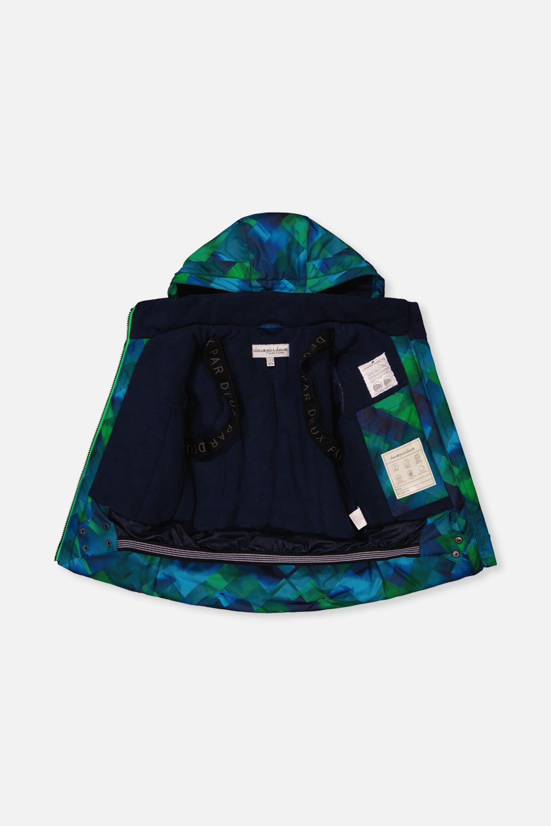 Two Piece Play Snowsuit Blue And Green Checkered Print With Navy Pants - J10PB49_1J053