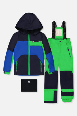 Two Piece Play Snowsuit Royal Blue And Green Colorblock - J10PB50_04690