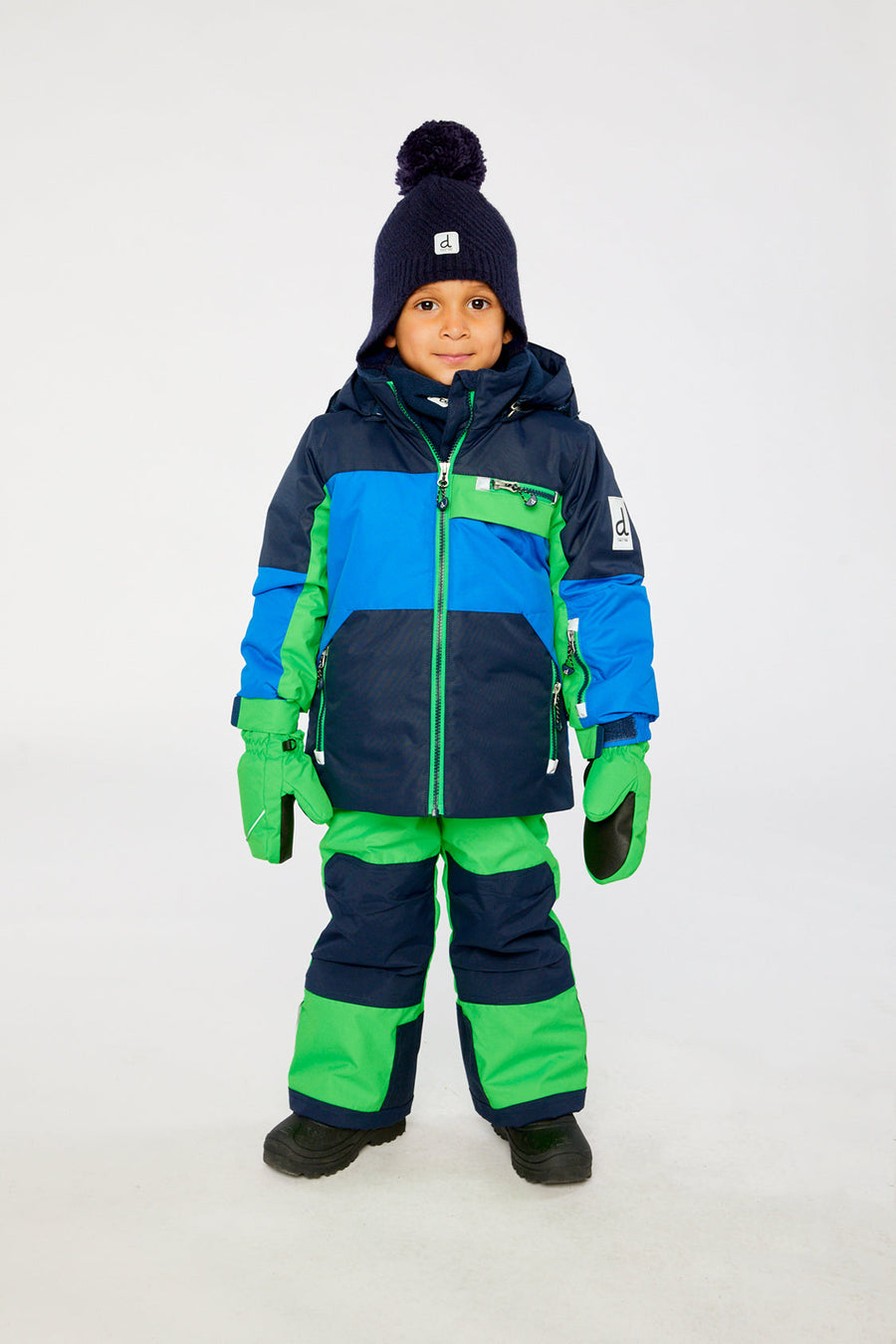 Two Piece Play Snowsuit Royal Blue And Green Colorblock - J10PB50_04690