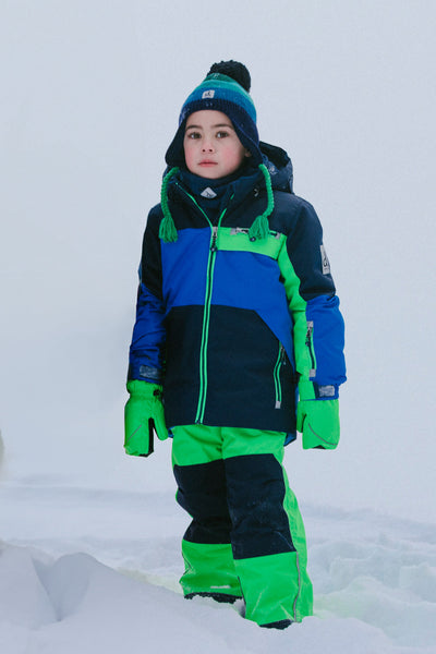 Two Piece Play Snowsuit Royal Blue And Green Colorblock - J10PB50_04690