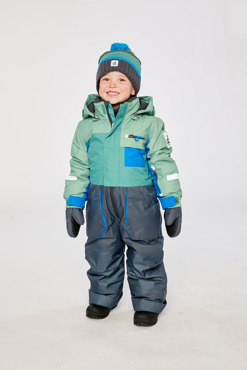 Kids One Piece Play Snowsuit Sage Green And Grey - J10PB73_04930