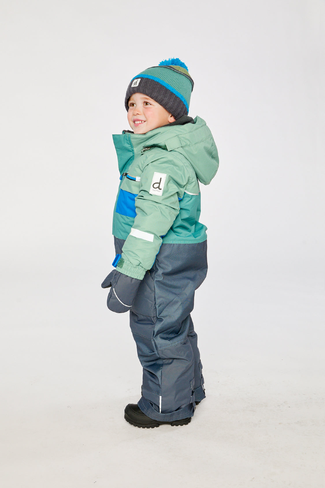Kids One Piece Play Snowsuit Sage Green And Grey - J10PB73_04930