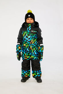 Kids One Piece Play Snowsuit Blue Checkered Print - J10PB73_1J054