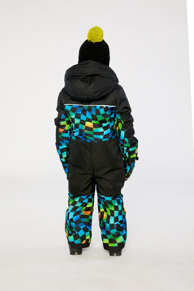 Kids One Piece Play Snowsuit Blue Checkered Print - J10PB73_1J054