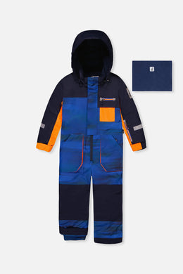 Kids One Piece Play Snowsuit Blue With Black Stripes - J10PB73_1J056