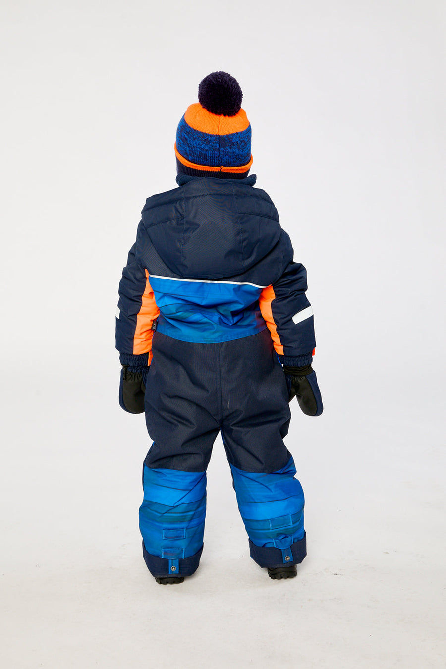 Kids One Piece Play Snowsuit Blue With Black Stripes - J10PB73_1J056