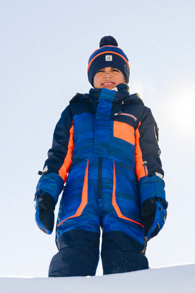 Kids One Piece Play Snowsuit Blue With Black Stripes - J10PB73_1J056