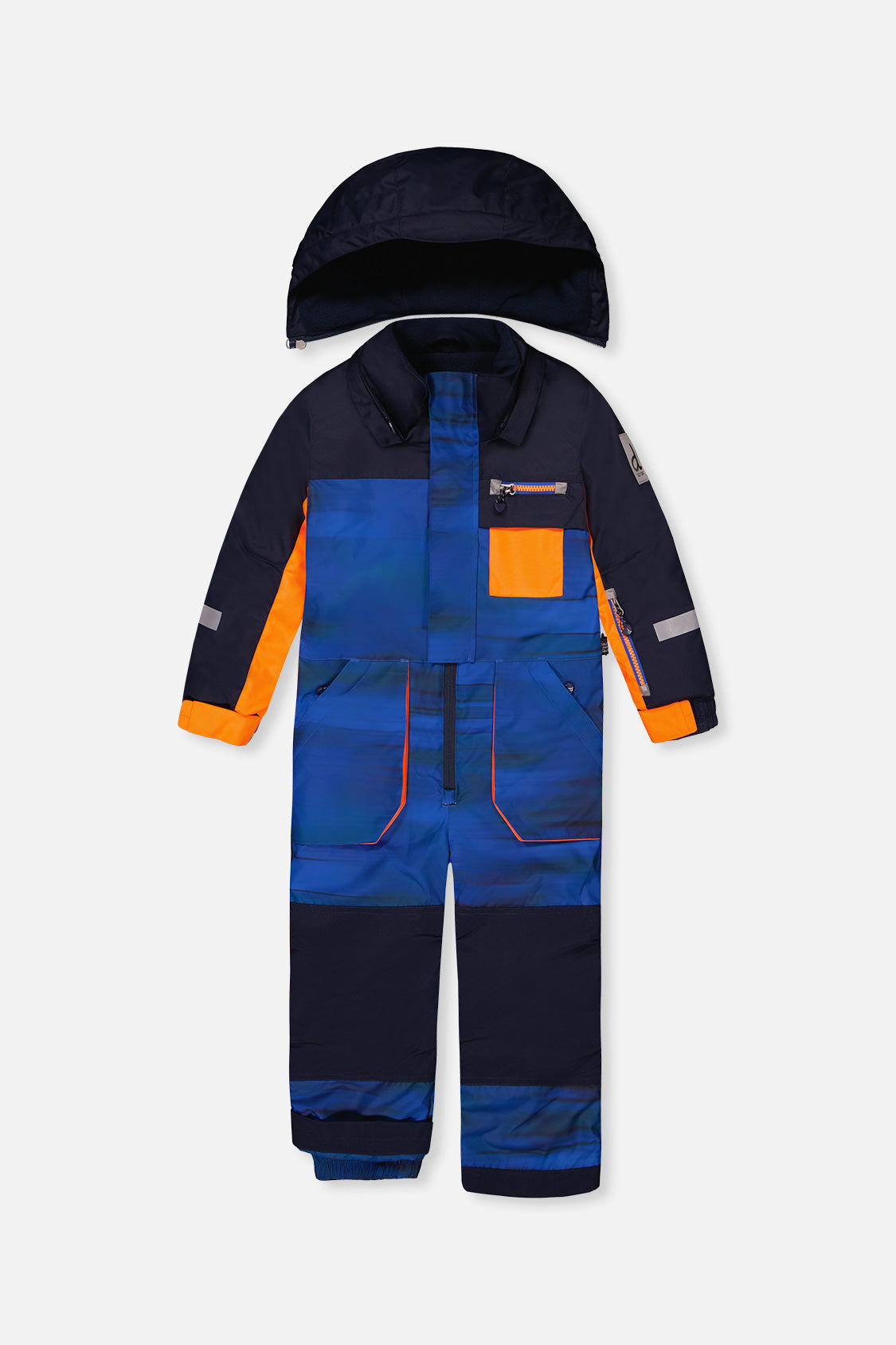 Kids One Piece Play Snowsuit Blue With Black Stripes - J10PB73_1J056