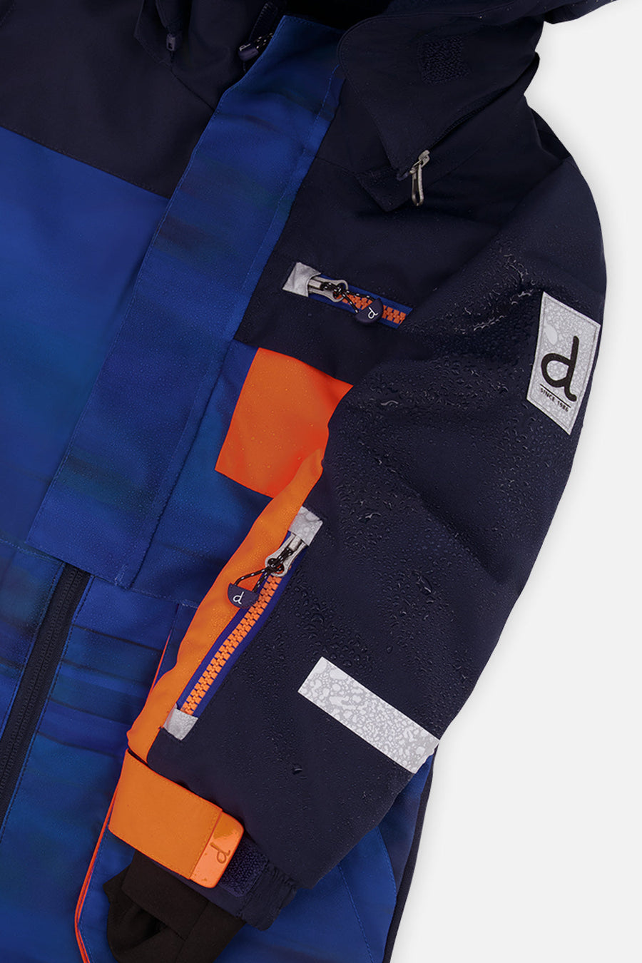 Kids One Piece Play Snowsuit Blue With Black Stripes - J10PB73_1J056