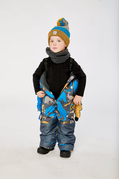 Kids One Piece Play Snowsuit Grey And Blue Dinosaur Print - J10PB74_1J057