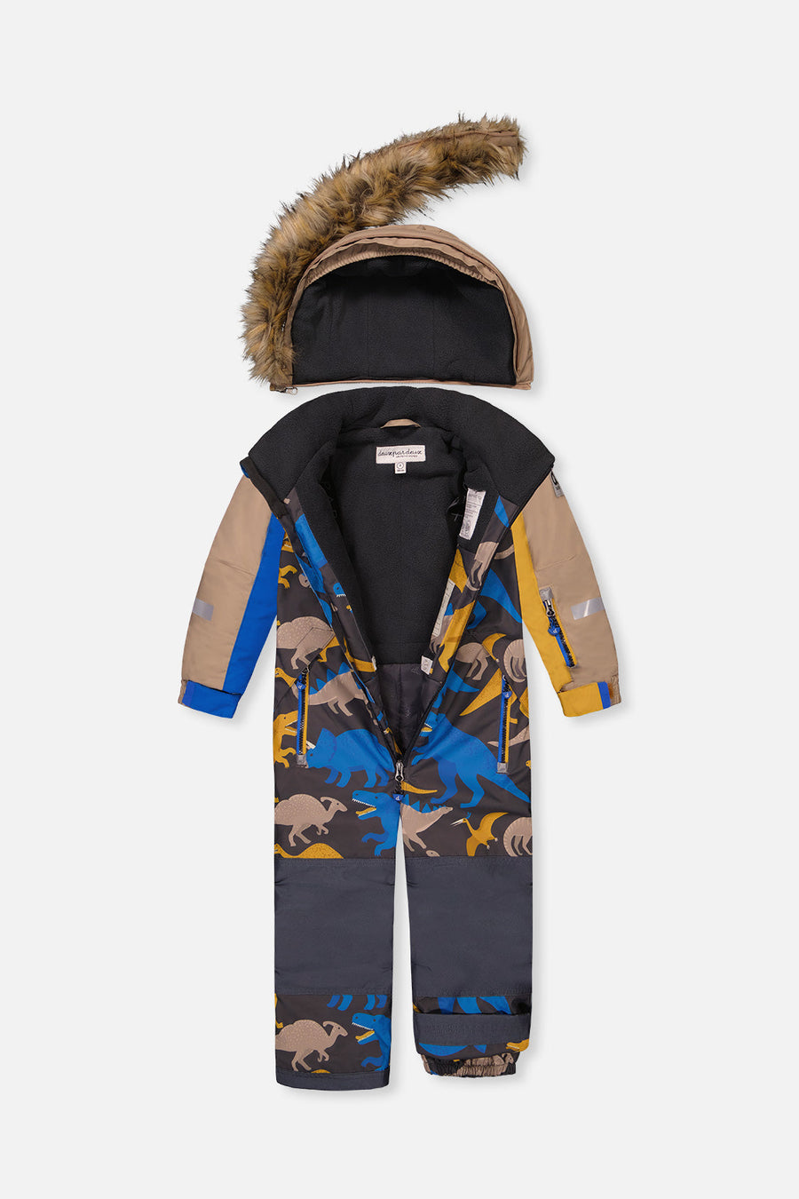 Kids One Piece Play Snowsuit Grey And Blue Dinosaur Print - J10PB74_1J057