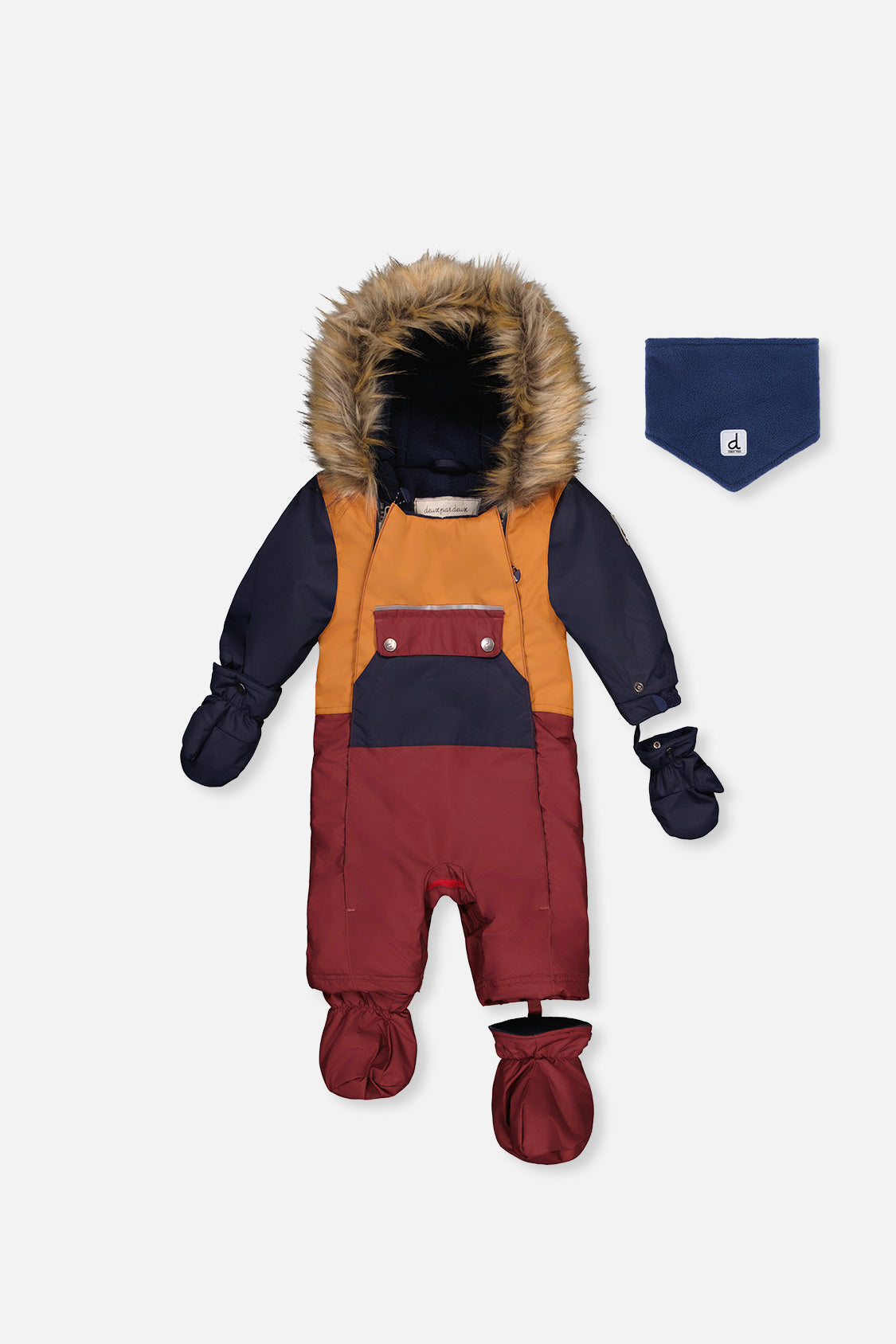 Baby One Piece Snowsuit Adapted For Car Seats Burgundy - J10PBB75_07610