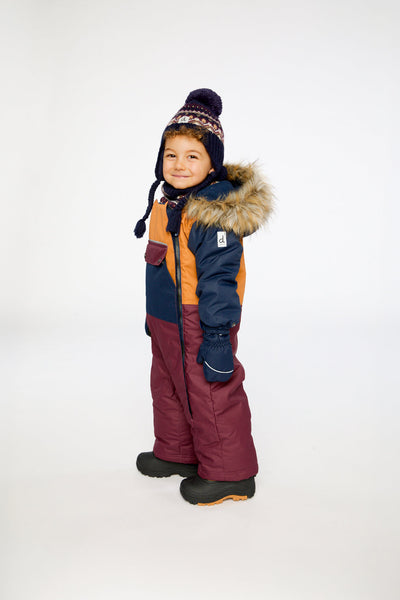 Baby One Piece Snowsuit Adapted For Car Seats Burgundy - J10PBB75_07610