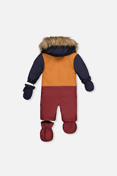 Baby One Piece Snowsuit Adapted For Car Seats Burgundy - J10PBB75_07610