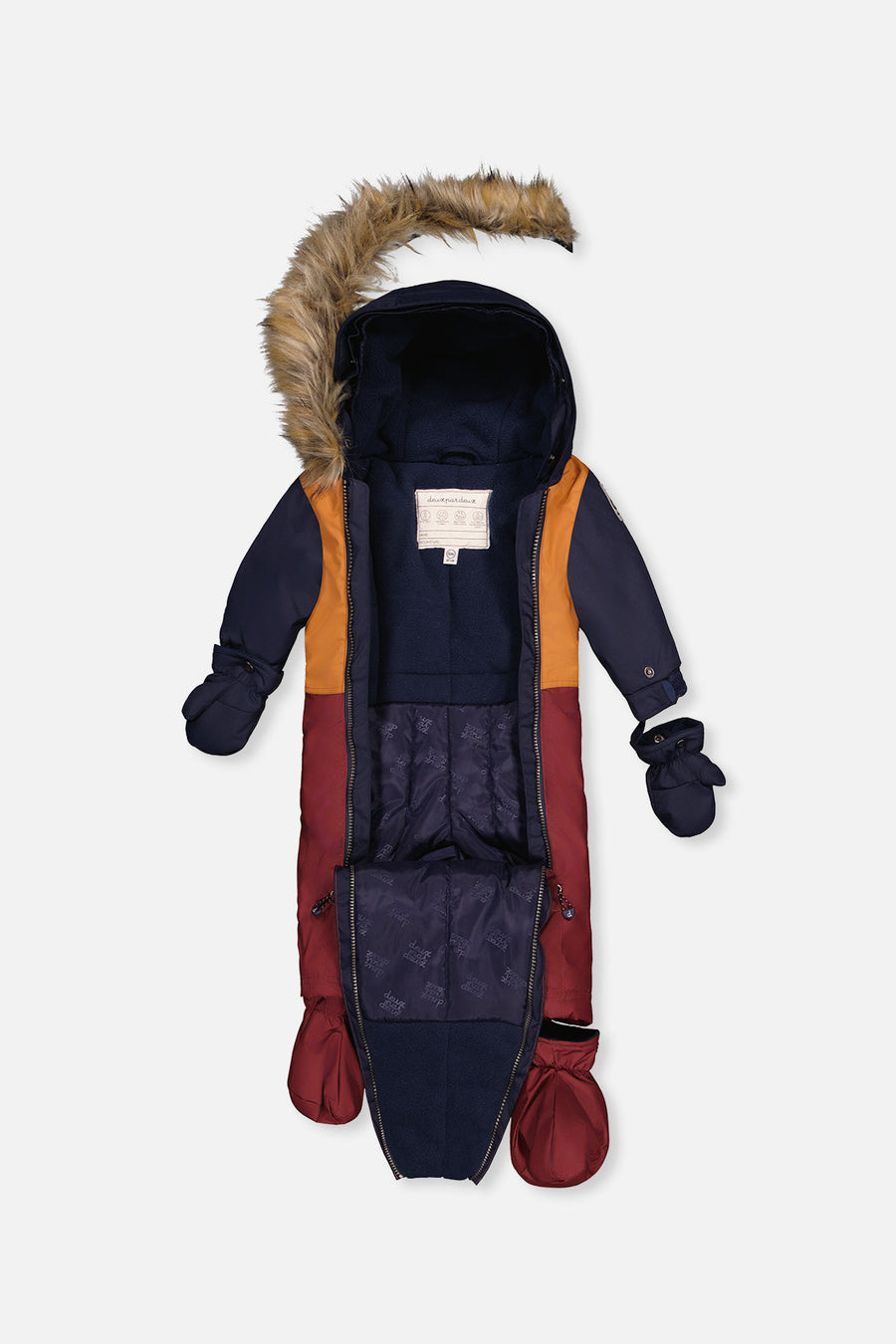 Baby One Piece Snowsuit Adapted For Car Seats Burgundy - J10PBB75_07610