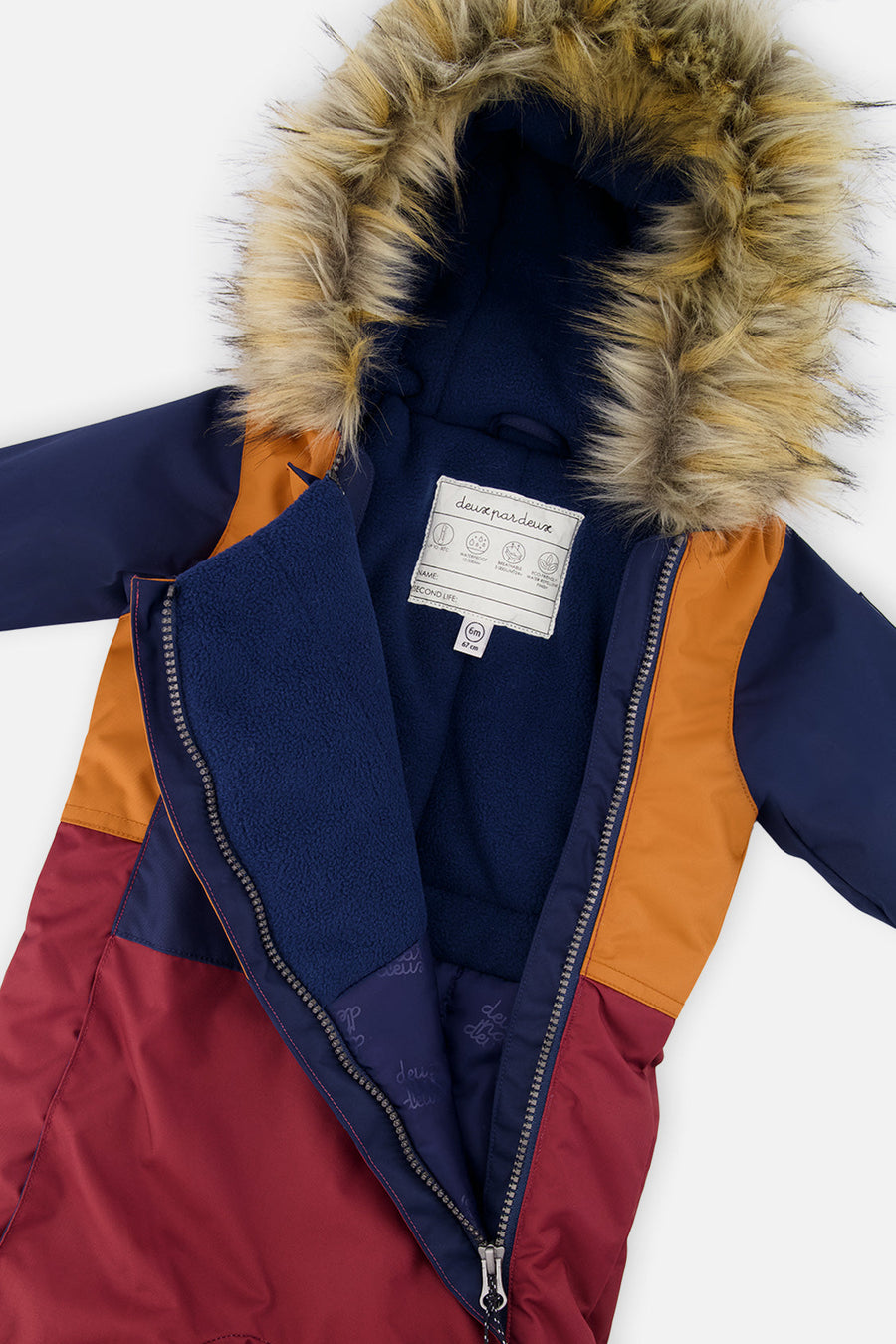 Baby One Piece Snowsuit Adapted For Car Seats Burgundy - J10PBB75_07610
