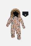 Baby One Piece Snowsuit Adapted For Car Seats Beige Dog Print - J10PBB75_1J050