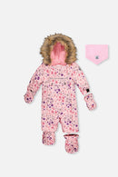 Baby One Piece Snowsuit Adapted For Car Seats Pink Mini Flower Print - J10PBG74_1J020