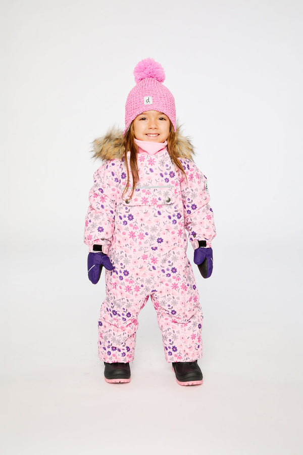 Baby One Piece Snowsuit Adapted For Car Seats Pink Mini Flower Print - J10PBG74_1J020