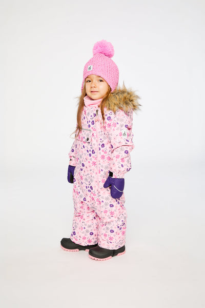Baby One Piece Snowsuit Adapted For Car Seats Pink Mini Flower Print - J10PBG74_1J020