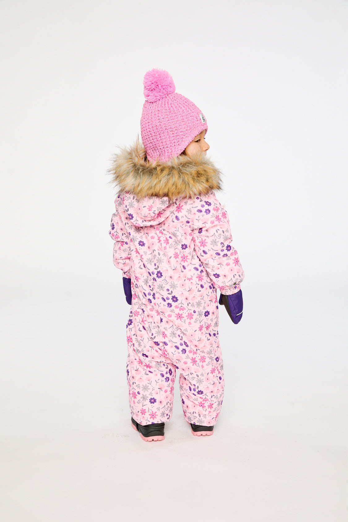 Baby One Piece Snowsuit Adapted For Car Seats Pink Mini Flower Print - J10PBG74_1J020