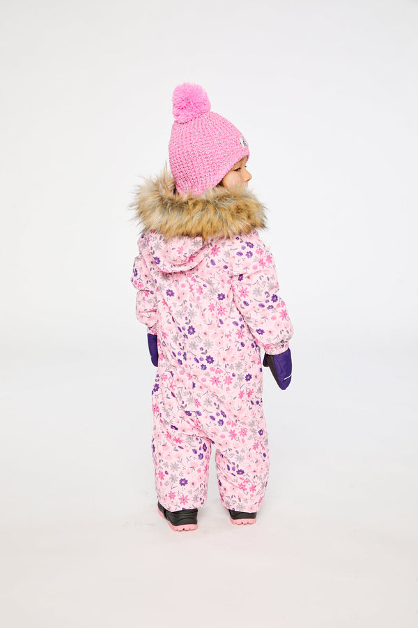 Baby One Piece Snowsuit Adapted For Car Seats Pink Mini Flower Print - J10PBG74_1J020