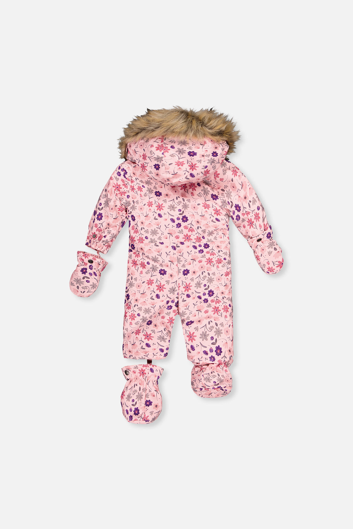 Baby One Piece Snowsuit Adapted For Car Seats Pink Mini Flower Print - J10PBG74_1J020