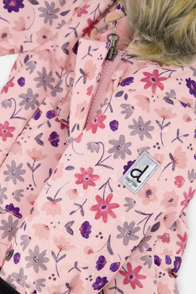 Baby One Piece Snowsuit Adapted For Car Seats Pink Mini Flower Print - J10PBG74_1J020