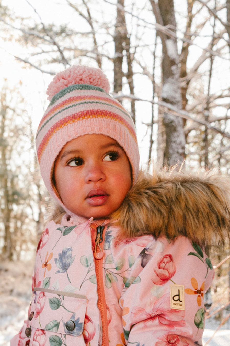 Baby One Piece Snowsuit Adapted For Car Seats Pink Floral Print - J10PBG74_1J037