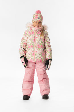 Two Piece Play Snowsuit Pink Minit Flower Print With Pink Pants