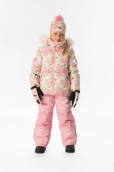 Two Piece Play Snowsuit Pink Minit Flower Print With Pink Pants