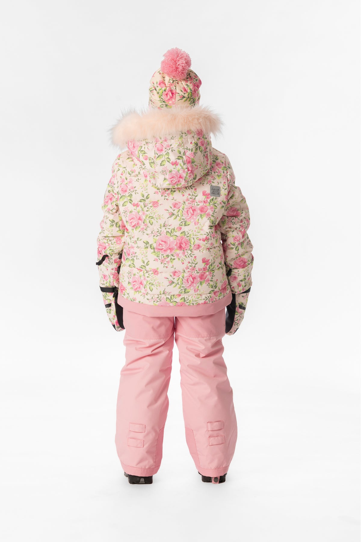 Two Piece Play Snowsuit Pink Minit Flower Print With Pink Pants
